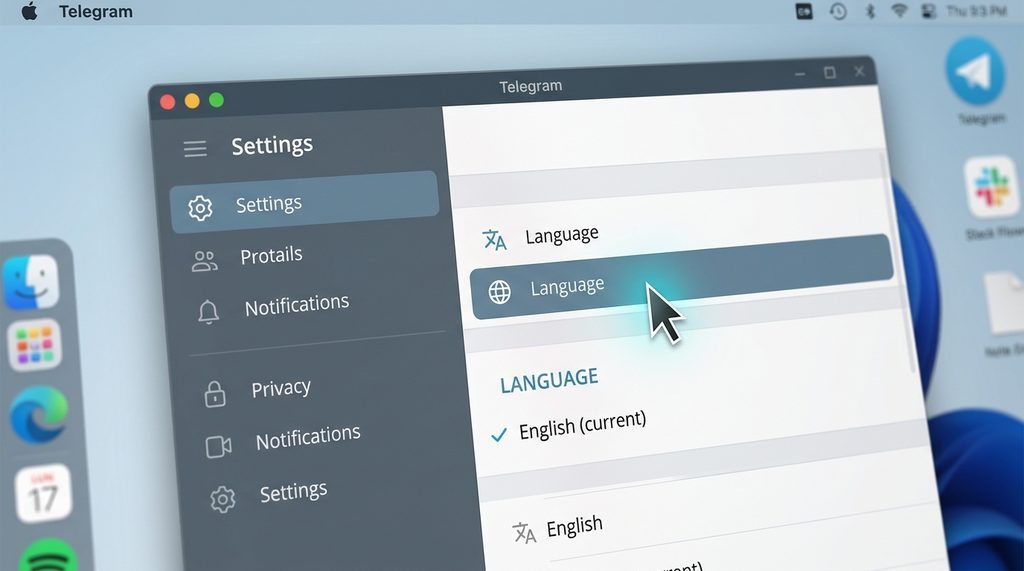 一张展示纸飞机设置菜单界面，鼠标光标正悬停在Language语言选项上的高保真截图