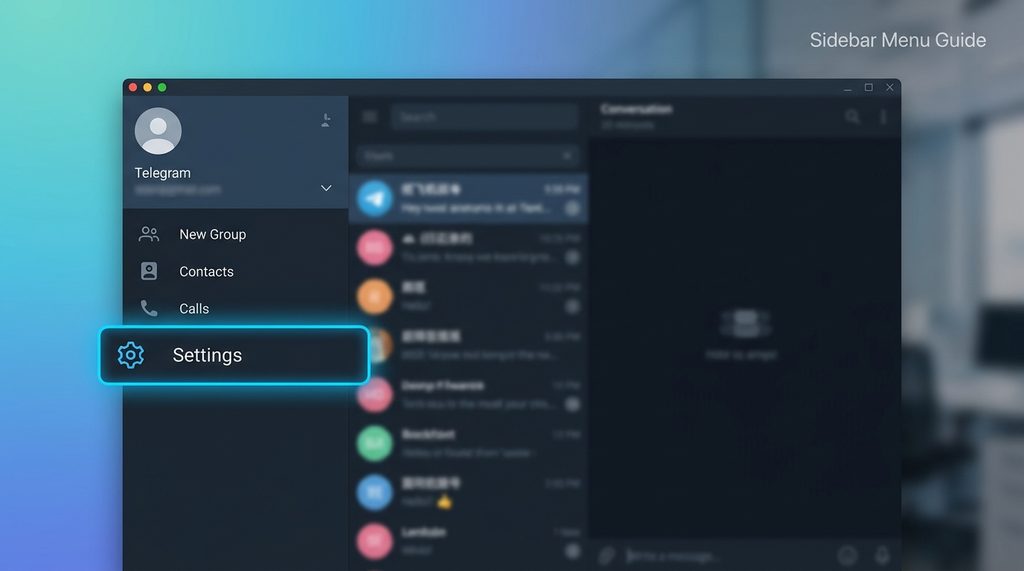 纸飞机软件侧边栏设置菜单界面,高亮显示齿轮形状的设置按钮,简洁明了的UI风格