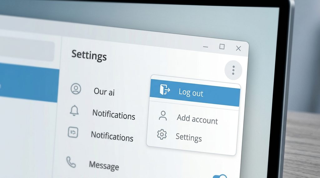 展示纸飞机电脑版设置菜单中“退出登录”按钮的特写截图，界面简洁直观